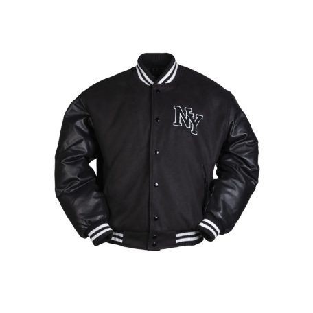 NY BLACK BASEBALL JACKET W. PATCH