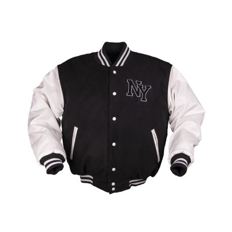 NY BLACK/WHITE BASEBALL JACKET W. PATCH