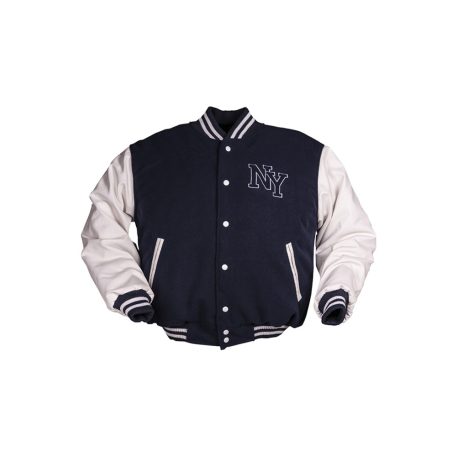 NY NAVY/WHITE BASEBALL JACKET W. PATCH